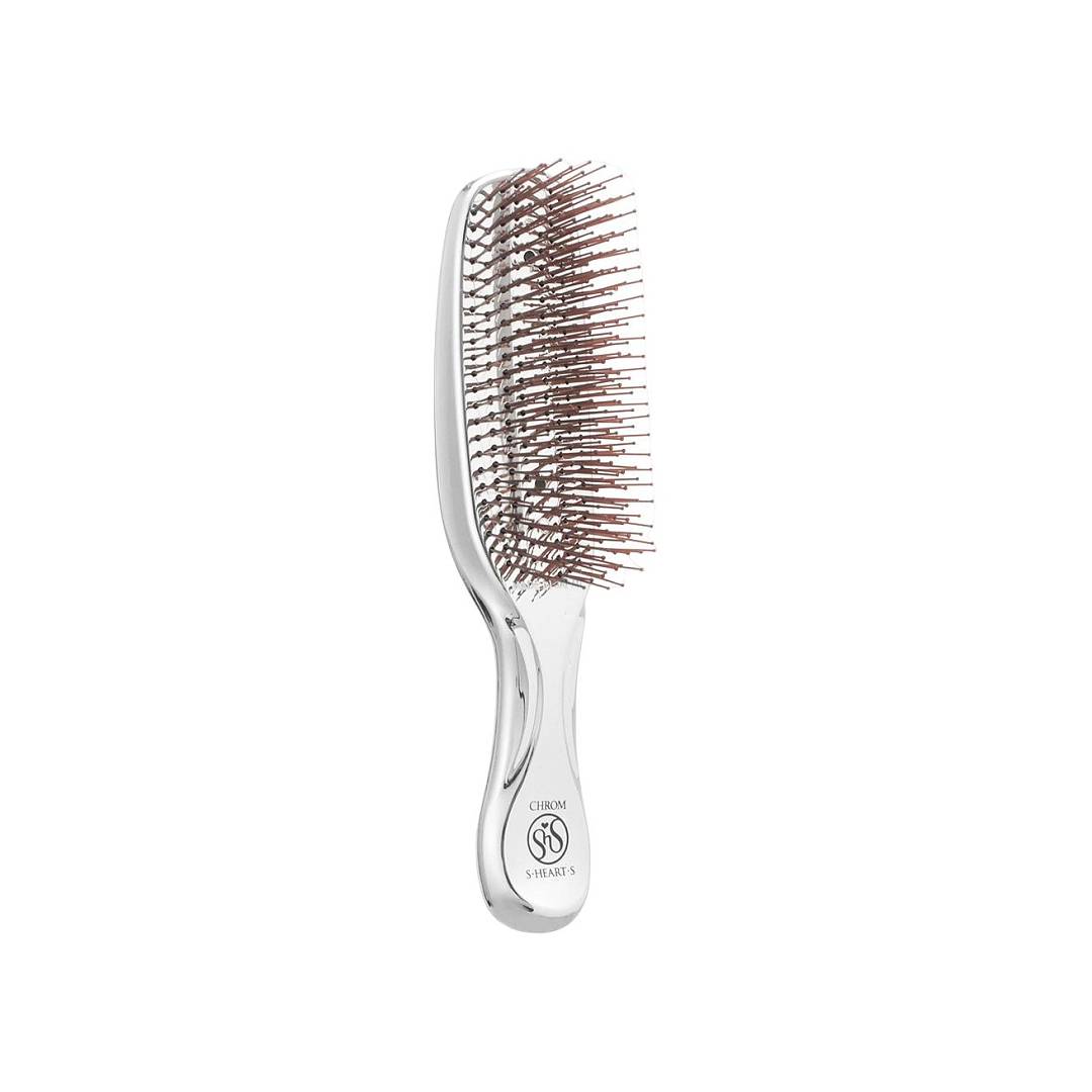 Расческа для волос массажная Scalp Brush + Long Хром Серебро