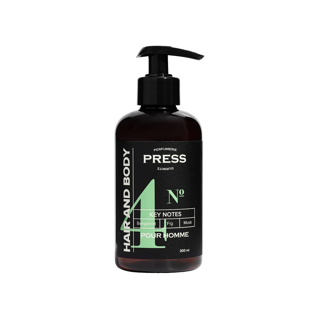 Шампунь-гель мужской 2 в 1 для волос и тела № 4 Бергамот Инжир Мускус